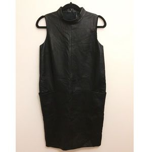 Theory black real leather dress